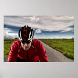 Cyclist on the road poster