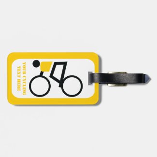 Cyclist riding his bicycle custom travel bag tags