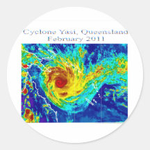 Cyclone Yasi, Queensland, February 2011 Round Stickers