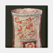 Cylindrical depicting a deity with speech curls fridge magnets