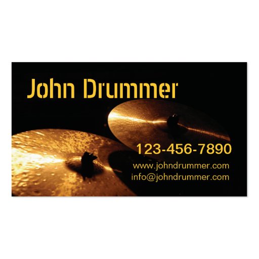 cymbals, John Drummer, www.johndrummer.cominfo@... Business Card Templates (front side)
