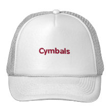 cymbals text burgundy trucker hats