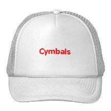cymbals text red trucker hat