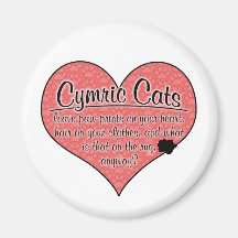 Cymric Paw Prints Cat Humor Fridge Magnet