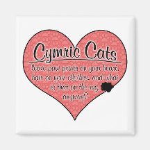 Cymric Paw Prints Cat Humor Magnet