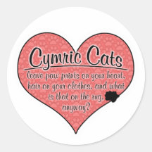 Cymric Paw Prints Cat Humor Round Sticker