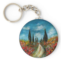 CYPRESS TREES AND POPPIES IN TUSCANY keychains by bulgan_lumini CYPRESS TREES AND POPPIES IN TUSCANY keychains