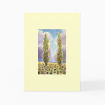 Cypress Trees in Sunflower Field cards