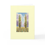Cypress Trees in Sunflower Field Greeting Card