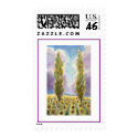 Cypresses in Sunflower Field postage