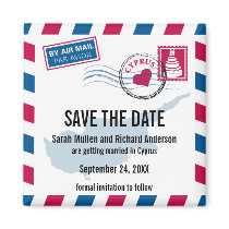 Cyprus Air Mail Wedding Save the Date Refrigerator Magnet