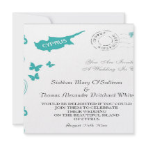 Cyprus Wedding Invitation In White And Aqua