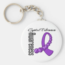 Cystic Fibrosis Awareness Gemstone Ribbon Key Chain