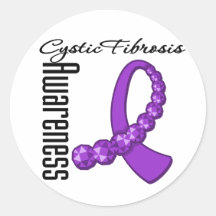 Cystic Fibrosis Awareness Gemstone Ribbon Round Stickers