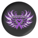 Cystic Fibrosis Awareness Heart Wings Plate