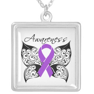 Cystic Fibrosis Awareness Tattoo Butterfly Personalized Necklace by 