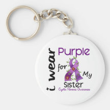 Cystic Fibrosis I Wear Purple For My Sister 43 Keychain