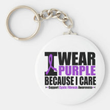 Cystic Fibrosis I Wear Purple Ribbon Because I Car Keychain