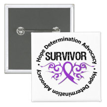 Cystic Fibrosis Survivor Tribal Ribbon Pinback Button