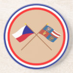 Czech and South Moravia Crossed Flags Drink Coaster
