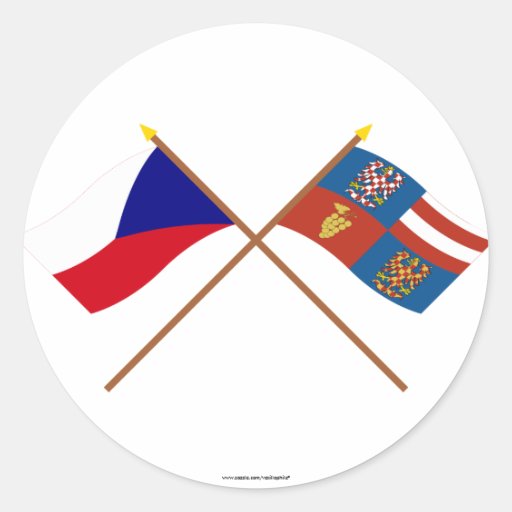 Czech and South Moravia Crossed Flags Stickers