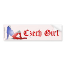 Czech Girl Silhouette Flag Bumper Sticker