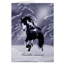 Czech Horse Christmas Card - Digital Painting - Ve