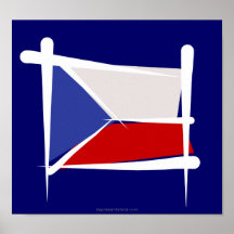 Czech Republic Brush Flag Print