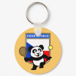 This adorable little panda loves to get out on the court and hits some balls. Panda plays in front of a large flag of Czech Republic. This is a great design for anyone who loves to play tennis, watch tennis or just loves cute pandas.