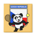 This adorable little panda loves to get out on the court and hits some balls. Panda plays in front of a large flag of Czech Republic. This is a great design for anyone who loves to play tennis, watch tennis or just loves cute pandas.