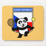 This adorable little panda loves to get out on the court and hits some balls. Panda plays in front of a large flag of Czech Republic. This is a great design for anyone who loves to play tennis, watch tennis or just loves cute pandas.
