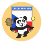 This adorable little panda loves to get out on the court and hits some balls. Panda plays in front of a large flag of Czech Republic. This is a great design for anyone who loves to play tennis, watch tennis or just loves cute pandas.