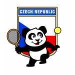 This adorable little panda loves to get out on the court and hits some balls. Panda plays in front of a large flag of Czech Republic. This is a great design for anyone who loves to play tennis, watch tennis or just loves cute pandas.
