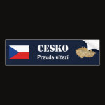 Czechia Flag Map Text Bumper Sticker