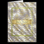 D2 Gold White Damask Silk Template cards