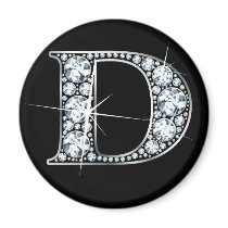 "D" Diamond Bling Magnet