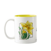 D for Daffodil Flower Monogram and Name Mug