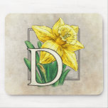 D for Daffodil Flower Monogram Mousepad