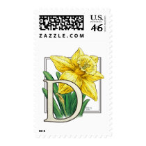 D for Daffodil Flower Monogram Postage postage