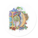 D, initial, monogram, wedding round stickers