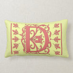 D INITIAL PILLOW - Pink D on YELLOW Background pillows