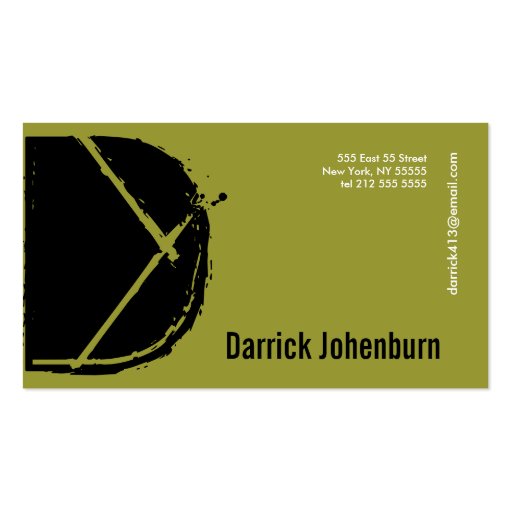 D Letter Alphabet Business Card Green (front side)