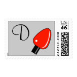 D Monogram Christmas Light Bulb Postage (Red)