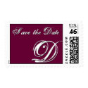 D Monogram Letter  Save the Date Wine Postage postage