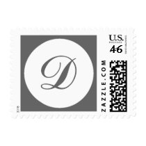 D Monogram Wedding Postage Stamp Grey Gray