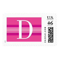 D Pink Stripe Monogram Postage