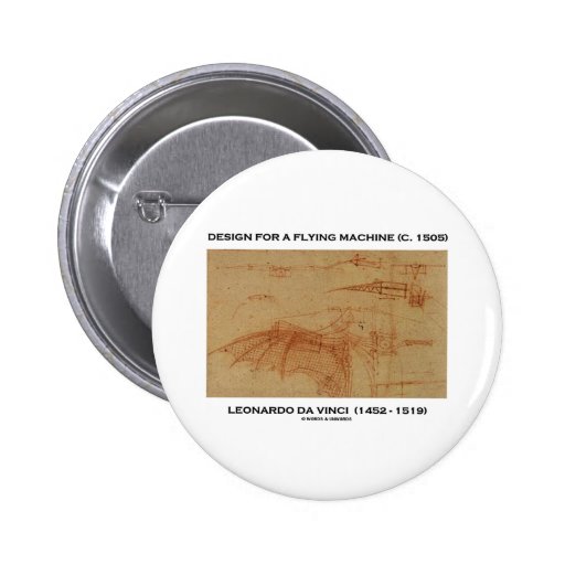 Da Vinci Design For A Flying Machine Pinback Button