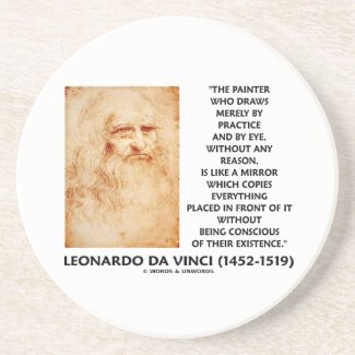 da Vinci Painter Practice Eye Reason Mirror Quote Drink Coasters