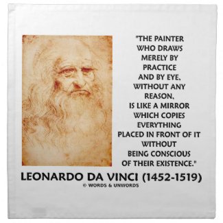 da Vinci Painter Practice Eye Reason Mirror Quote Cloth Napkins