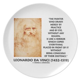 da Vinci Painter Practice Eye Reason Mirror Quote Plates